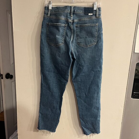 DAZE Women's Medium Wash Straight Leg Raw Hem Jeans Size 29 - Picture 2 of 4